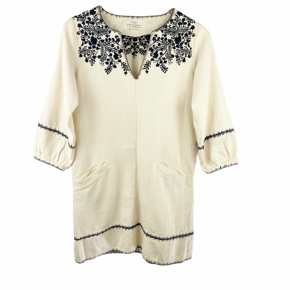 Anthropologie TROVATA Birds of Paradise Nina Linen Shift Dress XS - Picture 3 of 11